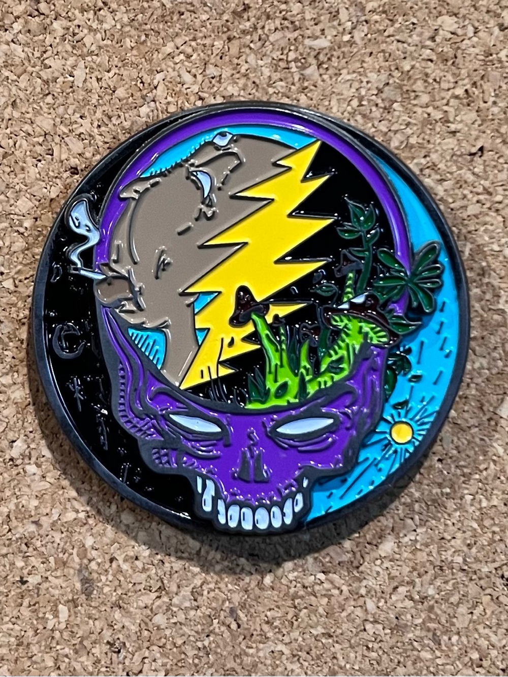 Grateful Dead Purple Skull Lightning Bolt Enamel Pin